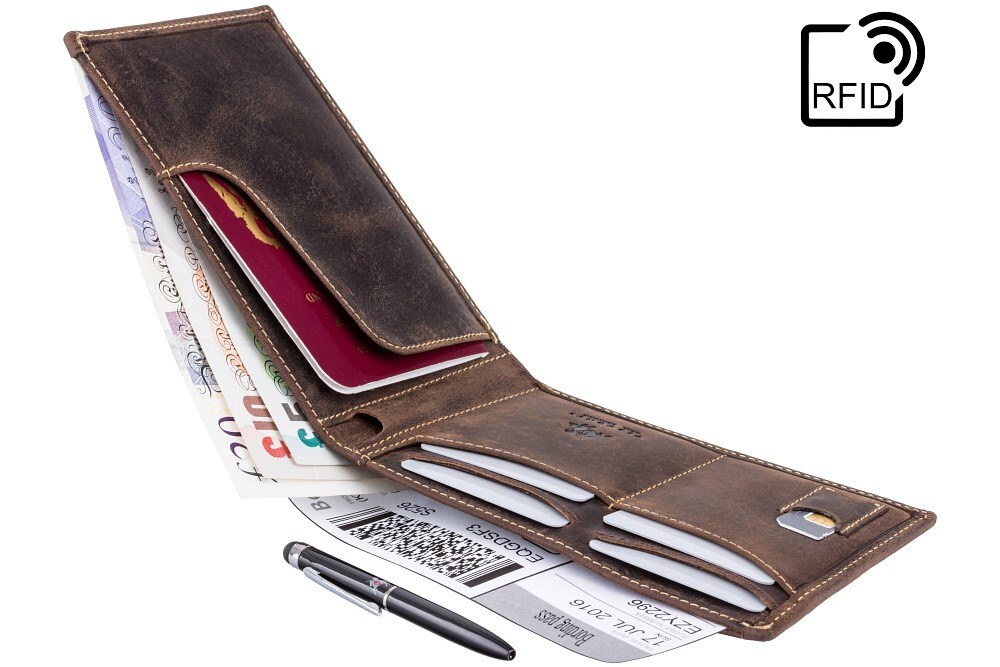 VISCONTI Leather Passport Wallet With RFID Oil Brown Jet Etsy UK