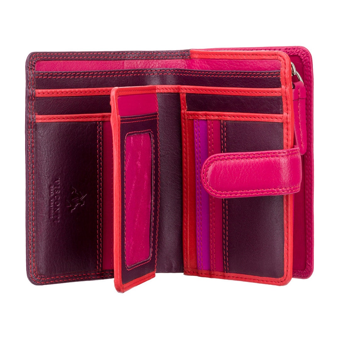 Ladies Gorgeous Visconti Rainbow Leather Multi Compartment Purse Wallet  RFID Secure RB51. (Red Multi) – BigaMart