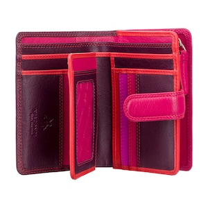VISCONTI Porte-monnaie RFID le plus vendu - Collection arc-en-ciel - Porte-monnaie zippé prune avec porte-cartes - RB51 - Fidji