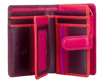 VISCONTI Best Selling RFID Purse - Rainbow Collection - Plum Zipped Coin Purse With Card Holding Wallet - RB51 - Fiji