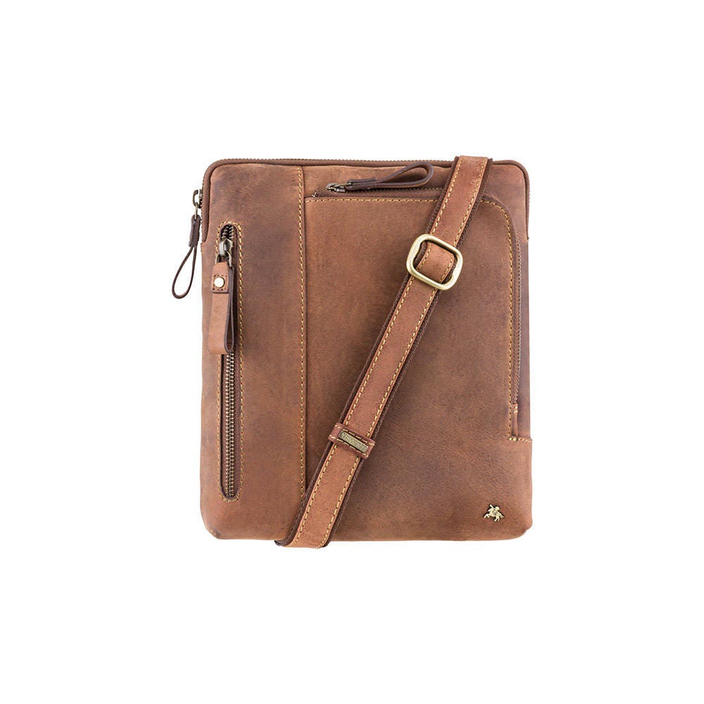 visconti leather distressed messenger bag