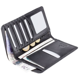 VISCONTI RFID Cartera de piel de primera calidad negra para billetes y monedas, billetera para chaqueta, billeteras de viaje para hombre, HT12, en caja de regalo