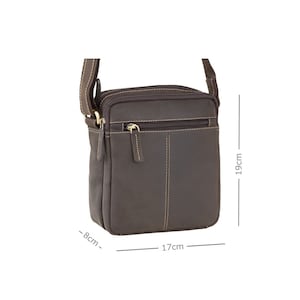 Collection de sacs à bandoulière VISCONTI - Bailey - S8 - Marron huilé - Sac en cuir pour femme - Sac en cuir unisexe - Sac femme - Petit sac zippé