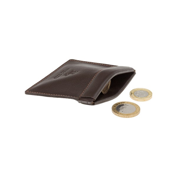 Snap Close Coin Purse - Leather Coin Purse - Premium Leather - Perfect For Coin or Small Key Storage - Brown