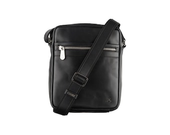 Handmade Small Leather Bag - Cross Body Small Leather Satchel - Leather Bags For Men by VISCONTI -  Premium Leather - Colt - TC66 Black