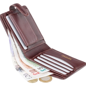 VISCONTI - Luxury Brown Button Close Slim Leather Wallet with RFID Protection - Slim Wallet - Wallets for Men - Veg Tan Premium Leather