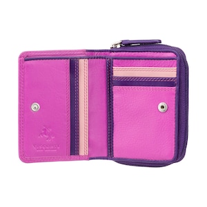 Monedero RFID más vendido de VISCONTI - Colección Rainbow - Berry - Monedero con cremallera y tarjetero - RB53 - Hawaii