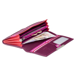 Designer  Matinee Purse - Ladies Plum Wallet - Womens Wallets - Genuine Leather RFID Blocking - Button Close Purse - R11 Plum