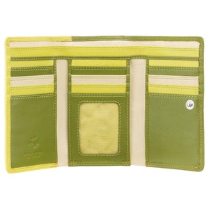 Bolsa dobrável verde com proteção RFID - Coleção Rainbow - Lime - Bolsa grande para moedas com carteira para cartões - RB43 - Bora