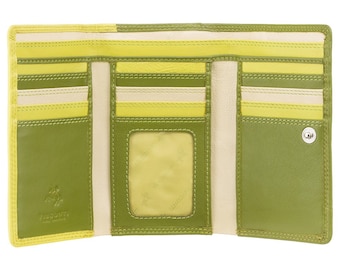 Green Fold Purse With RFID Protection - Rainbow Collection - Lime - Large Coin Purse With Card Holding Wallet - RB43 - Bora