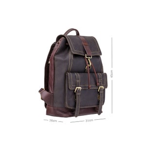 VISCONTI Backpack - Leather Rucksack - Large Leather Backpack - Distressed Leather - Oiled Brown - 16161 - Rhino