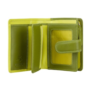 Carteira pequena com RFID para cartões, notas e moedas - Carteira verde feminina - Bolsa feminina - RB40 lima