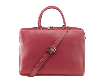 VISCONTI Atlantic Flapovers Collection - Ollie - Red - Leather Bag for Ladies - Ladies 13 inch Laptop Case - 18427