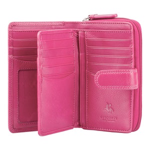 Designer Best Selling Purse by VISCONTI - Handmade Large Purse With Button Close and Coin Pocket Zip Around - Deep Pink - HT33