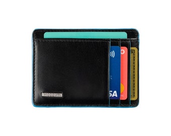 Mônaco mão preto cartão de couro de alta qualidade e porta-identidade feito por VISCONTI - porta-cartão RFID ALP91 preto - presente perfeito para homens