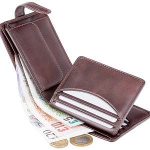 VISCONTI - Luxury Brown Button Close Leather Wallet with RFID Protection - Wallets for Men - Veg Tan Premium Leather - Handmade - TSC48
