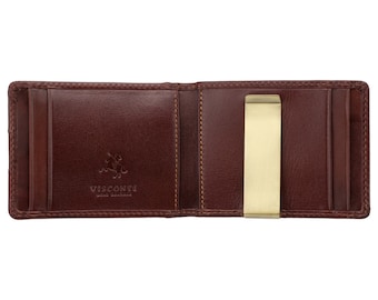 VISCONTI - RFID Mini Wallet with Money Clip Leather Wallet - Brown - Card Holder Wallet - Leather Wallets for Men - VSL57 Gift Boxed