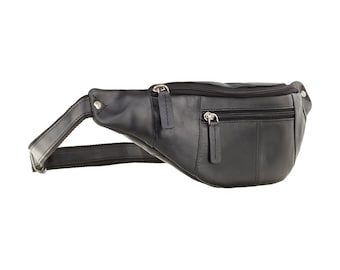 VISCONTI Große Bauchtasche - Ziptop Bag - Schwarz - Leder Bauchtasche - Bauchtasche - Unisex - 721