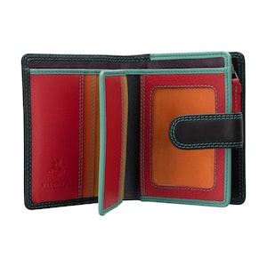 Carteira pequena RFID para cartões, notas e moedas - Carteira feminina - Bolsa feminina - RB40 Black Rhumba