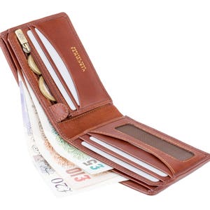 VISCONTI - Luxury Tan Slim Leather Wallet with RFID Protection - Slim Wallet - Wallets for Men - Veg Tan Premium Leather - Card & Coin