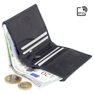 VISCONTI RFID ウォレット - オイルブルー - ハンターズコレクション - カードケース - 705 - 二つ折り - レザーウォレット - 小型ウォレット - メンズウォレット - カードホルダー