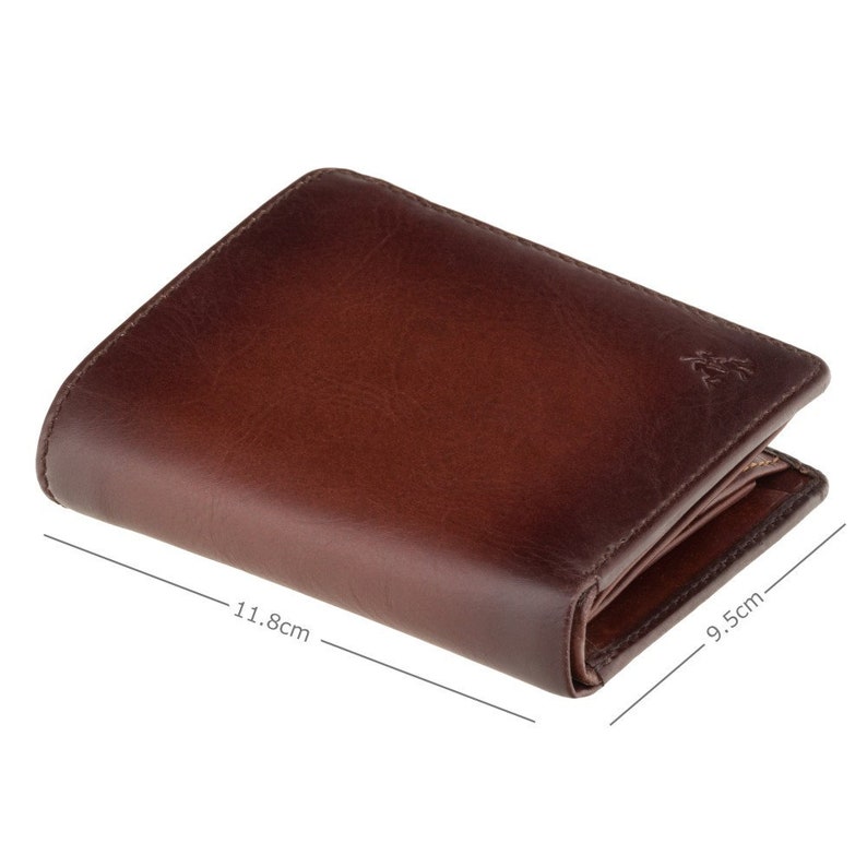 VISCONTI Hector AT62 Bifold Wallet For Men Card and Coin Section Handmade Wallet With Cash Burnished Tan Large Leather Wallet