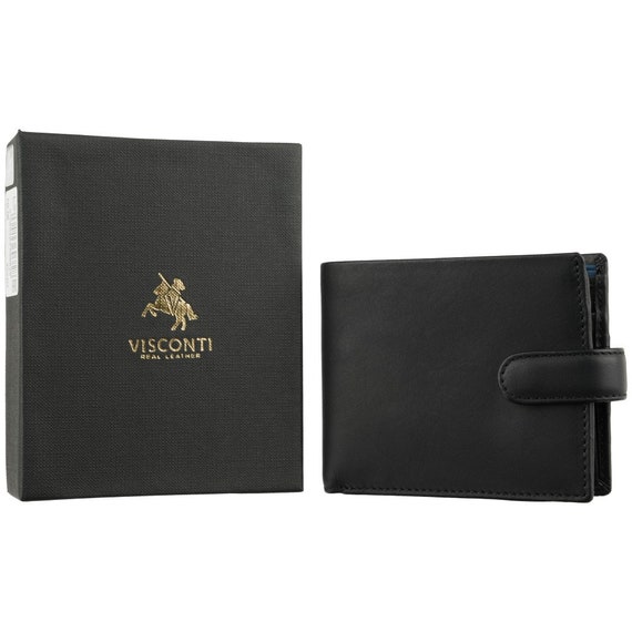VISCONTI Cartera de Cuero Negro Cobalto con Proteccion RFID Carteras para Hombre Cuero Premium Hecho a Mano PM100 Etsy Espana