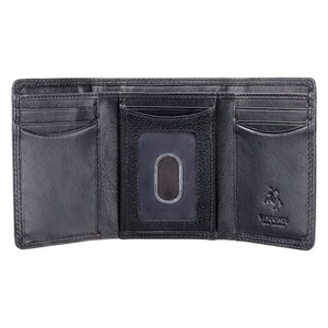 Carteira masculina com bloqueio RFID triplo - Design de carteira fina em preto - HT18 - Caixa de presente - Carteira masculina tripla