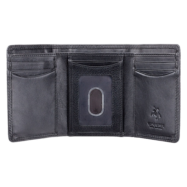 Portefeuille pour homme à trois volets avec protection RFID - Design fin en noir - HT18 - Coffret cadeau - Portefeuille pour homme à trois volets