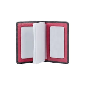 VISCONTI - RFID Slim Leather Card Holder - Black / Red - Cardholder Wallet - Minimalist Wallet - Leather Wallets for Men - VSL24 - Handmade