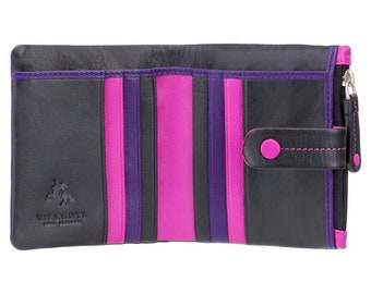 Small Card and Coin Purse - Ladies Wallet - Black - Womens Wallets - Genuine Leather - Button Close Purse - M77 Mojito