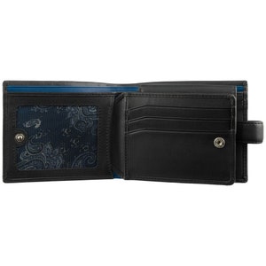 VISCONTI - Portefeuille de luxe en cuir noir / cobalt avec protection RFID - Portefeuilles pour homme - Cuir de qualité supérieure - Fait main - PM102