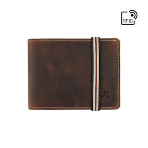 Geldbörse mit RFID-Bandverschluss - VISCONTI Ledergeldbörse - Oil TAN - Segesta - BN3 - Geld- und Münzhalter - Kartenetui - Bi-Fold - Schlanke Brieftasche