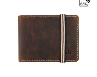 RFID Band Closure Wallet - VISCONTI Leather Wallet - Oil TAN - Segesta - BN3 - Cash and Coin Holder - Card Case - Bi-Fold - Slim Wallet