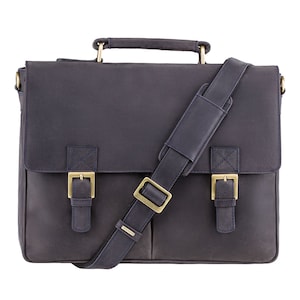 VISCONTI Berlin - Oiled Blue - Leather Briefcase - Distressed Leather Bag - Vintage Leather Bag - Man Bag - 18716 - Best Selling Bag