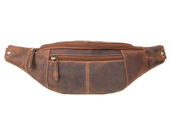 VISCONTI Large Bum Bag - Ziptop Bag - Oiled Tan - Leather Bum Bag - Waist Bag - Unisex - 721