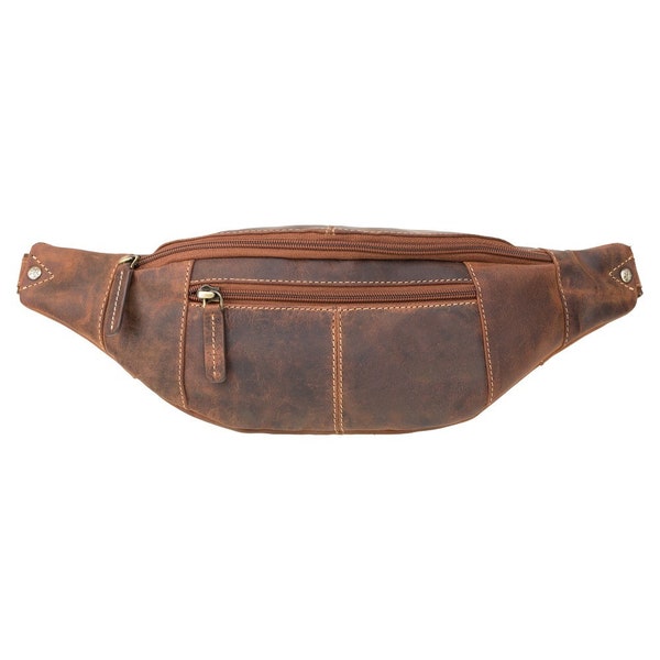 VISCONTI Large Bum Bag - Ziptop Bag - Oiled Tan - Leather Bum Bag - Waist Bag - Unisex - 721