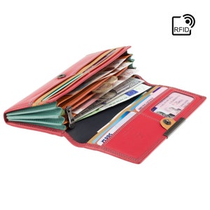 Designer Rio Collection Red / Rhumba Purse - Ladies Wallet - Womens Wallets - Genuine Leather RFID Blocking - R11 Red/Rhumba