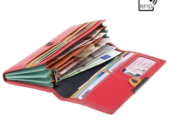 Designer Rio Collection Red / Rhumba Purse - Ladies Wallet - Womens Wallets - Genuine Leather RFID Blocking - R11 Red/Rhumba