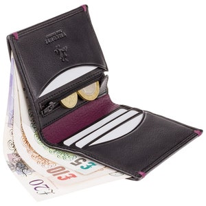 VISCONTI - Black Wallet Leather RFID - AP61 - Black / Burgundy - Card and Coin Wallet - Slim Wallets - Best Selling Design - Mens Wallet