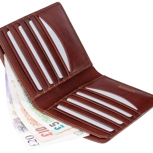 VISCONTI - Luxury Tan Euro Leather Wallet with RFID Protection - Wallets for Men - Veg Tan Premium Leather - Handmade Wallets - TSC49