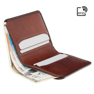Slim Wallet by VISCONTI - An RFID Blocking Card Wallet Burnished By Hand To Give A Beautiful Aged Patina - Carry Cards and Cash - AT56