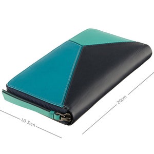 VISCONTI Barcelona Leather Wallet / Zip Around Purse - Ladies Leather Purse / Ladies Wallet With Zipper - RFID Leather Purse Blue BRC98
