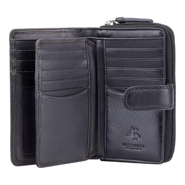 VISCONTI Best Selling RFID Purse - Black - Large Coin Purse With Card Holding Wallet - HT33