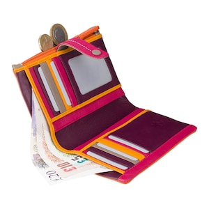 VISCONTI Mimi Monedero para mujer - Cartera para mujer - Naranja - Carteras para mujer - Cuero genuino - Monedero con cierre de botón - M87 Malibu