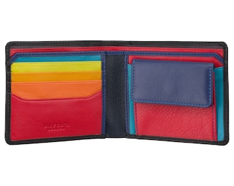 Cartera de piel con interior colorido de VISCONTI - Carteras de piel hechas a mano - Regalo perfecto para él - Regalos para padrinos de boda - SP61