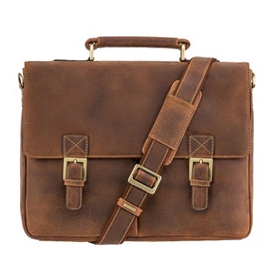 Slim Briefcase - Oiled Tan - Leather Briefcase - Distressed Leather Bag - Vintage Leather Bag - Man Bag - 18716 - Best Selling Bag