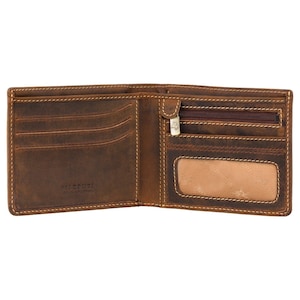 VISCONTI - Slim Leather Wallet with RFID - Oiled Tan - Cardholder Wallet - Coin Holder Wallet - Leather Wallets for Men - VSL33 - Premium