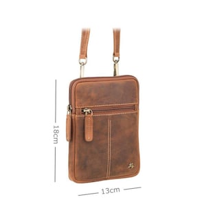 Zip Top Bag / Petite pochette de voyage - Tan - Sacs en cuir unisexe - Zip Top Small Bag - VISCONTI Sling Bags Collection - Remi