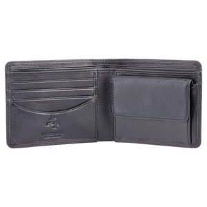 Carteira de couro premium VISCONTI RFID para dinheiro e moedas - Preto - Carteira de cartão masculina - Carteiras de couro para homens - HT7 - Caixa para presente